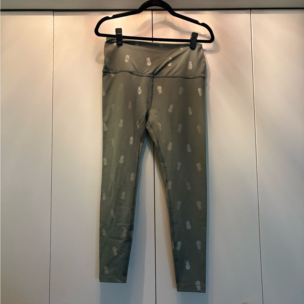 Pineapple Print Leggings - Green